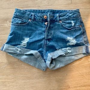 Denim high rise shorts